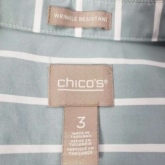 Chico's Womens Shirt Size 3 XL 16 Striped Mix Button-Down Wrinkle Resistant 3/4 - Picture 8 of 11